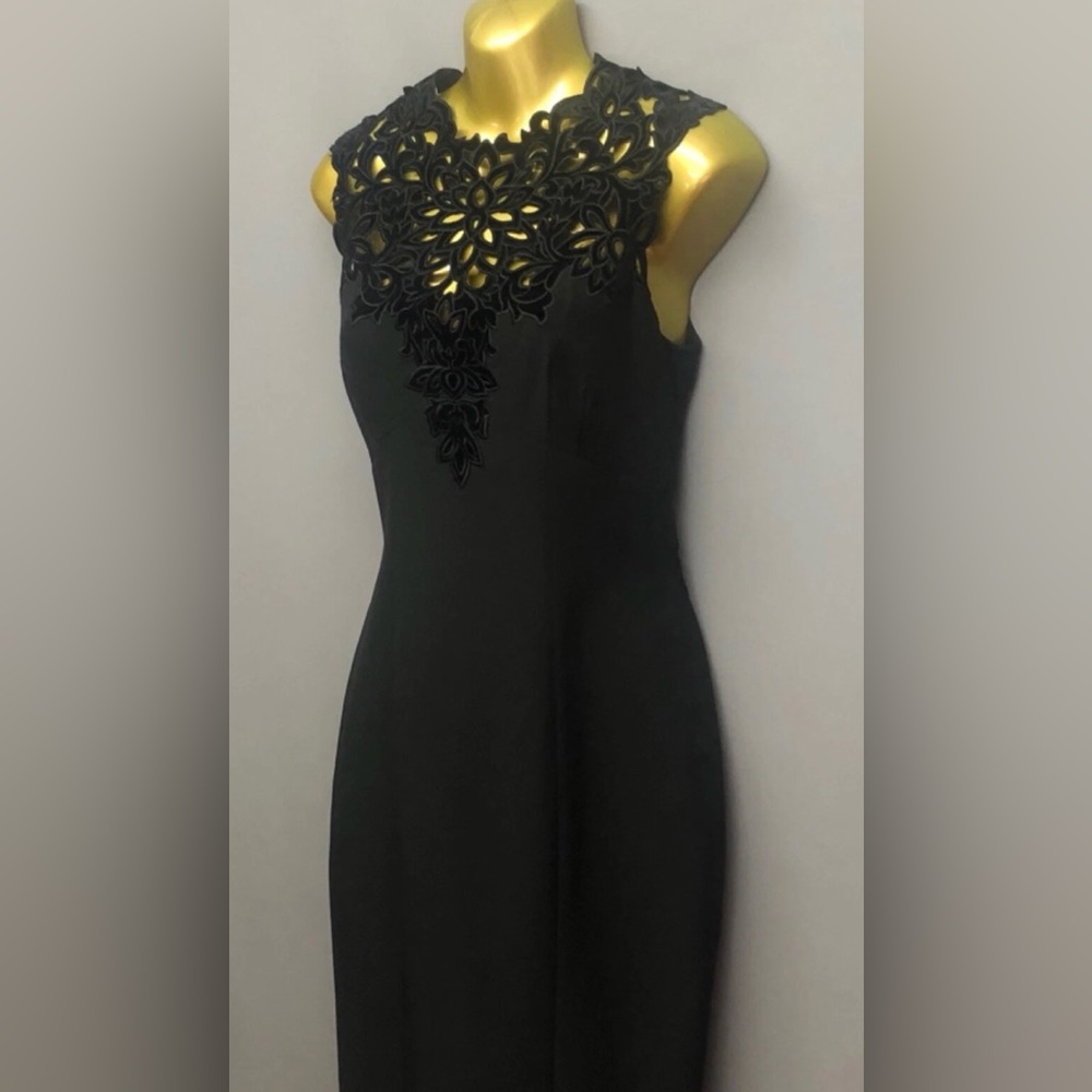 Karen Millen Black Maxi Dress with Gold Floral Detail